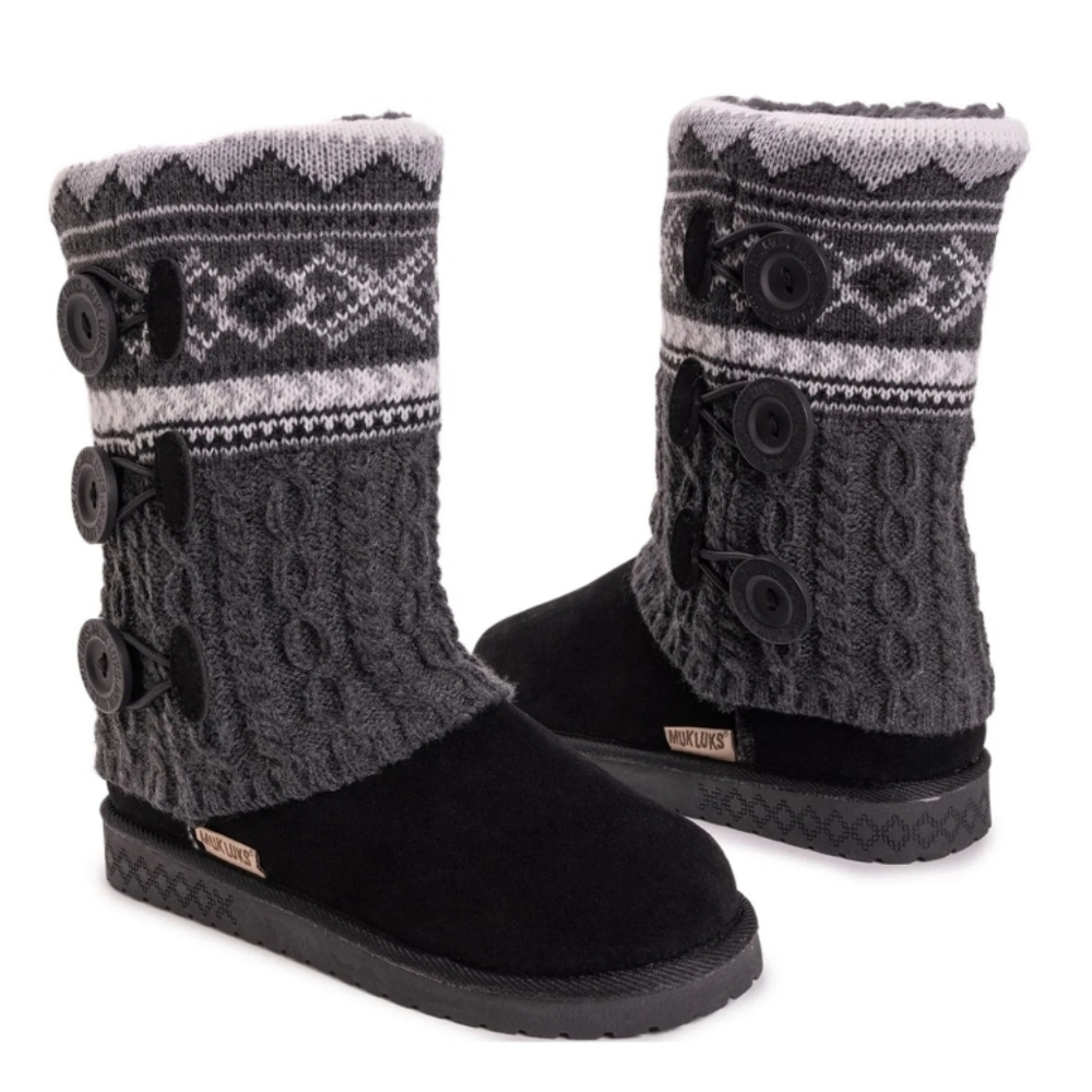 Muk Luks Black and Gray Boots